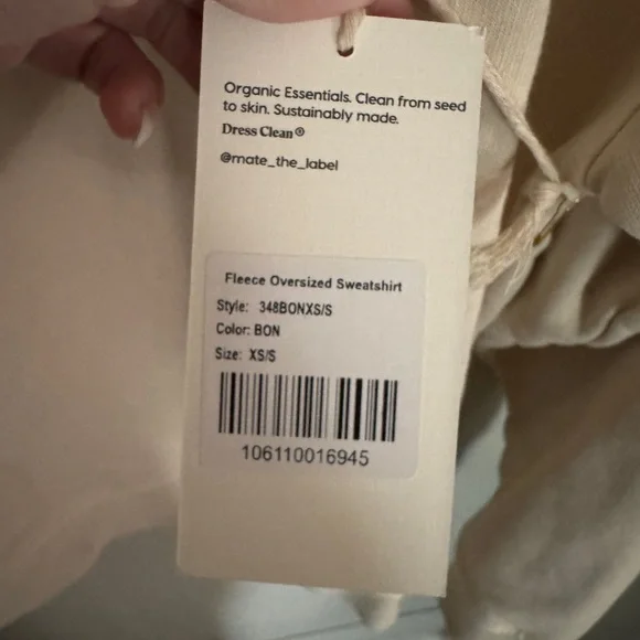 MATE the Label Fleece Oversized Shirt in Bone XS NWT - Picture 3 of 3